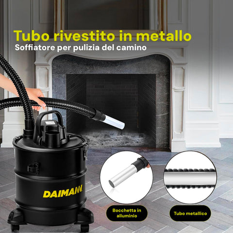 Aspiracenere Per Solidi, Liquidi e per Cenere di Stufe a Pellet o Camino 20l 800w