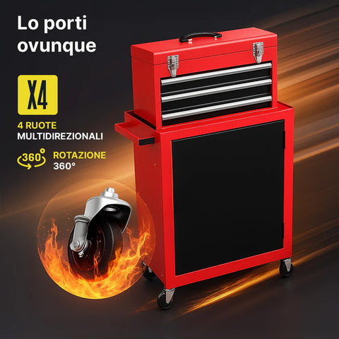 Carrello per Attrezzi con Cassetti e Armadietto con Serratura fino a 100kg