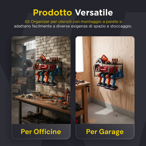 Scaffale Porta Attrezzi da Officina con Struttura Smontabile e Organizer Laterali