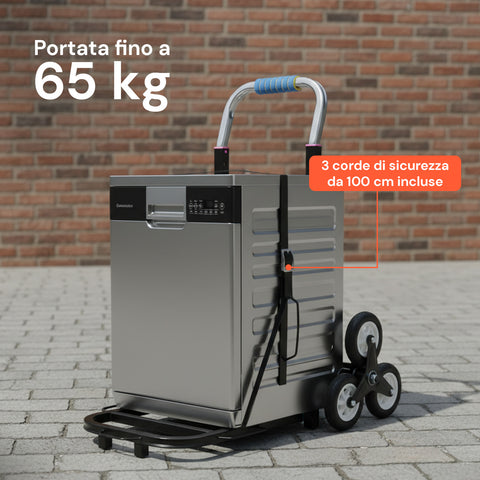 Carrello Pieghevole Multiuso con 6 Ruote Girevoli a 360° e 3 Corde