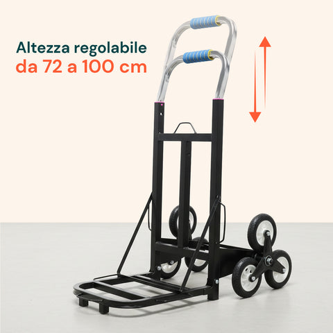 Carrello Pieghevole Multiuso con 6 Ruote Girevoli a 360° e 3 Corde