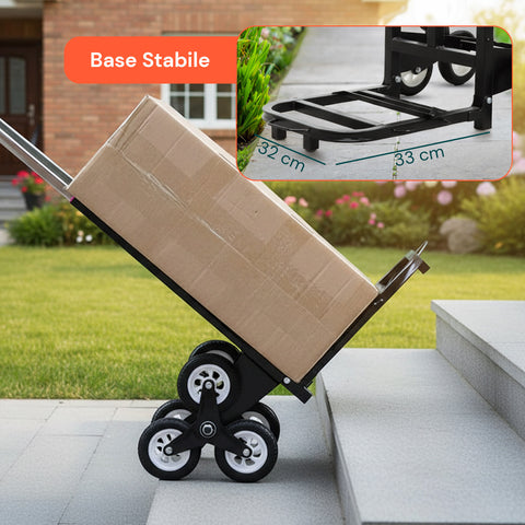 Carrello Pieghevole Multiuso con 6 Ruote Girevoli a 360° e 3 Corde