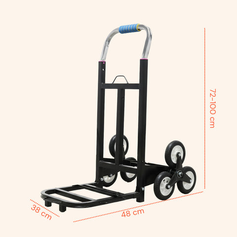 Carrello Pieghevole Multiuso con 6 Ruote Girevoli a 360° e 3 Corde