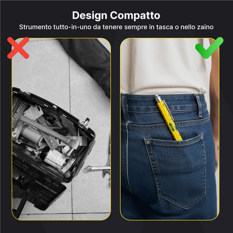 Penna Multifunzione 8 in 1 con Clip, Stilo Touch, Livella e Luce LED