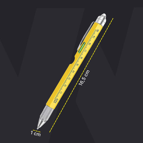 Penna Multifunzione 8 in 1 con Clip, Stilo Touch, Livella e Luce LED