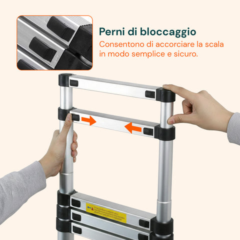 Scala Telescopica Professionale 7-13 Gradini in Acciaio – Uso Domestico e Lavoro