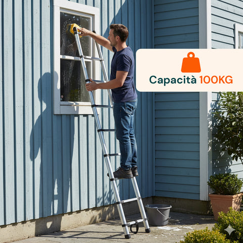 Scala Telescopica Professionale 7-13 Gradini in Acciaio – Uso Domestico e Lavoro