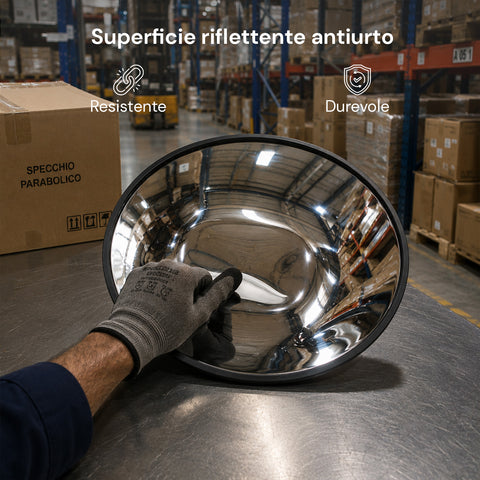 Specchio Parabolico di Sicurezza Ø60 cm con Staffe di Fissaggio