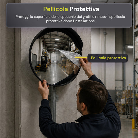 Specchio Parabolico di Sicurezza Ø60 cm con Staffe di Fissaggio