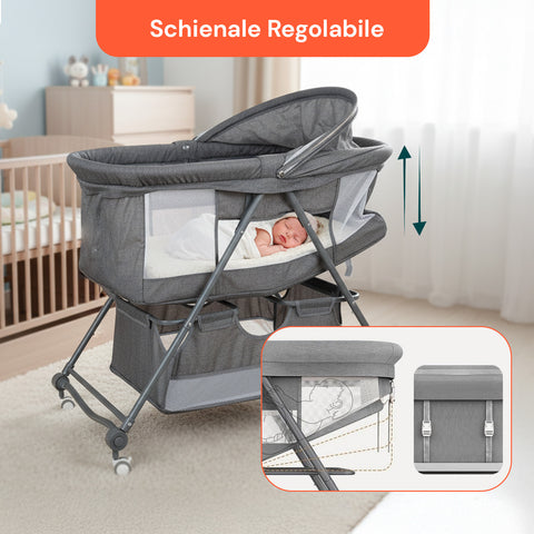 Culla Pieghevole Multifunzionale per Neonato – Portatile e Sicura