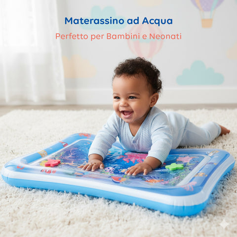 Materassino Acqua Sensoriale Baby con 6 Giochi Galleggianti in PVC