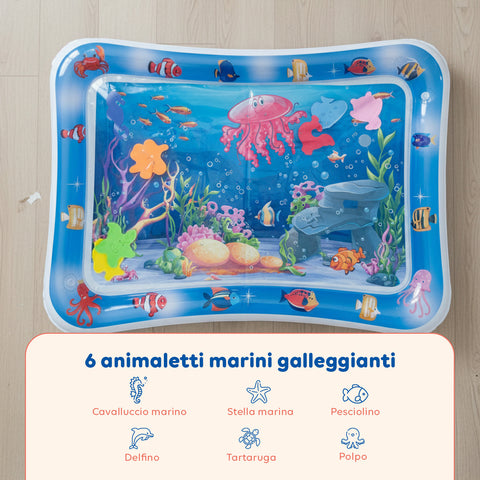 Materassino Acqua Sensoriale Baby con 6 Giochi Galleggianti in PVC