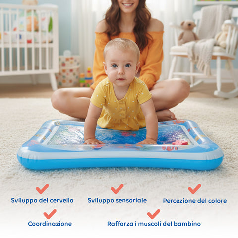 Materassino Acqua Sensoriale Baby con 6 Giochi Galleggianti in PVC
