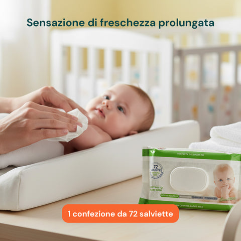 Salviettine Baby 72 / 864 pz – Morbide a Nido d’Ape Fragranza Latte d' Avena e Riso, Aloe o Crema al Talco