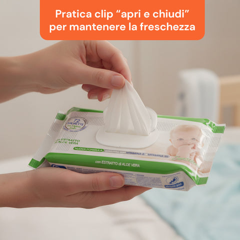 Salviettine Baby 72 / 864 pz – Morbide a Nido d’Ape Fragranza Latte d' Avena e Riso, Aloe o Crema al Talco