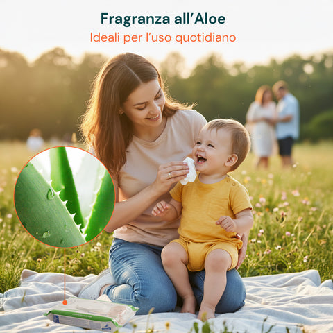 Salviettine Baby 72 / 864 pz – Morbide a Nido d’Ape Fragranza Latte d' Avena e Riso, Aloe o Crema al Talco