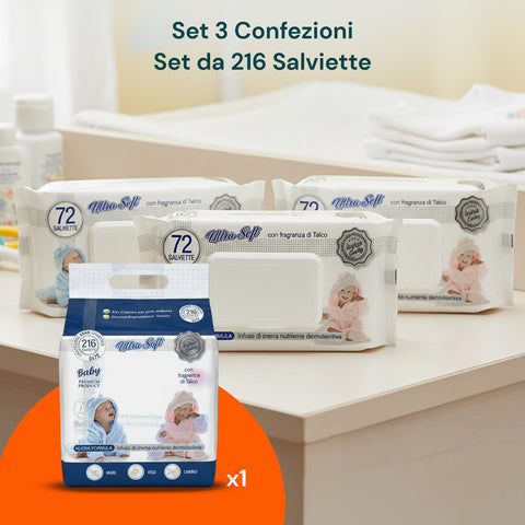 Salviette Neonato al Talco – 216 /1 296 Pz con Crema Dermolenitiva