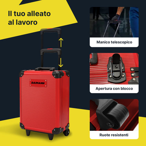 Set Utensili Professionale da 699 Pezzi in Valigetta Trolley – CraftyCart Rosso