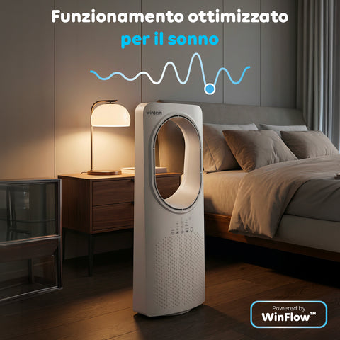 Ventilatore Senza Pale 50W Compatto con Telecomando e Spegnimento Automatico