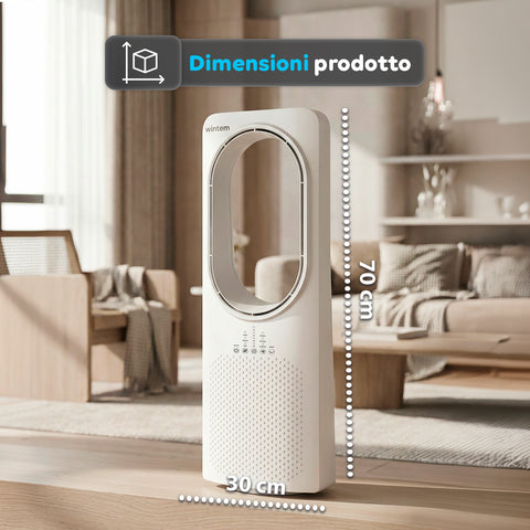 Ventilatore Senza Pale 50W Compatto con Telecomando e Spegnimento Automatico