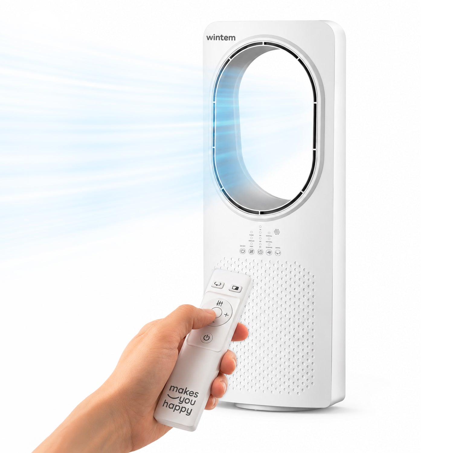 Ventilatore Senza Pale 50W Compatto con Telecomando e Spegnimento Automatico