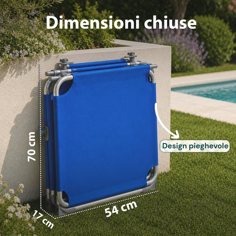 Lettino Prendisole Pieghevole in Tessuto Oxford – Rinforzi in Alluminio, Parasole Girevole 360° e Schienale Reclinabile 0-60° – Portata 100kg