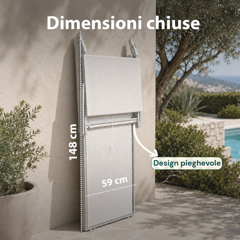 Lettino Prendisole Pieghevole in Alluminio e Textilene con Tettuccio Parasole 360° – Schienale Reclinabile e Portata 150kg