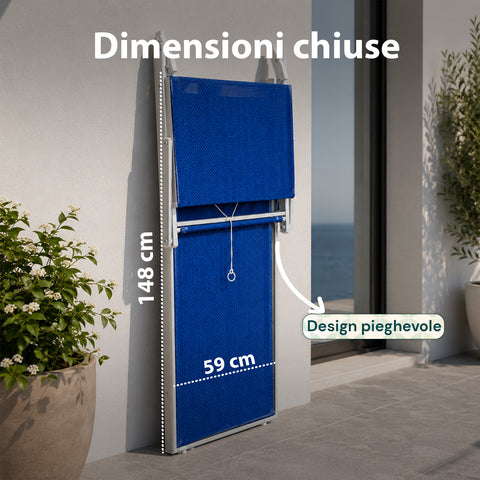 Lettino Prendisole Pieghevole in Alluminio e Textilene con Tettuccio Parasole 360° – Schienale Reclinabile e Portata 150kg