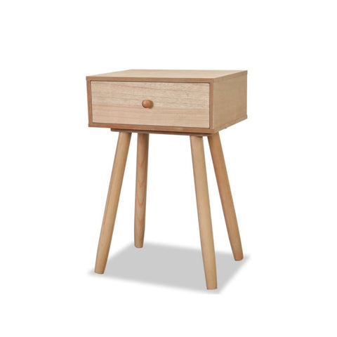 Tavolino da Letto in Bambù 47x40x30 cm con Cassetto e Stile Retrò