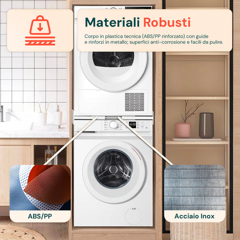 Kit Sovrapposizione Lavatrice e Asciugatrice con Cinghia di Fissaggio