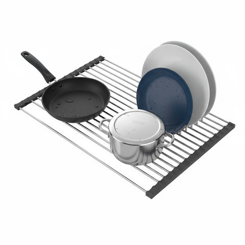 Scolapiatti Arrotolabile in Acciaio Inox 43x35 cm – Resistente e Antiscivolo