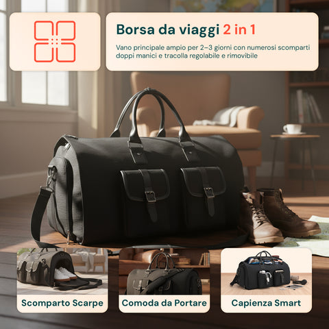 Borsa da Viaggio Oxford Impermeabile con Scomparto Scarpe e Multitasche