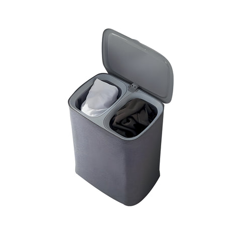 Portabiancheria Doppio 90 Litri con Coperchio Ergonomico e 2 Sacche Rimovibili