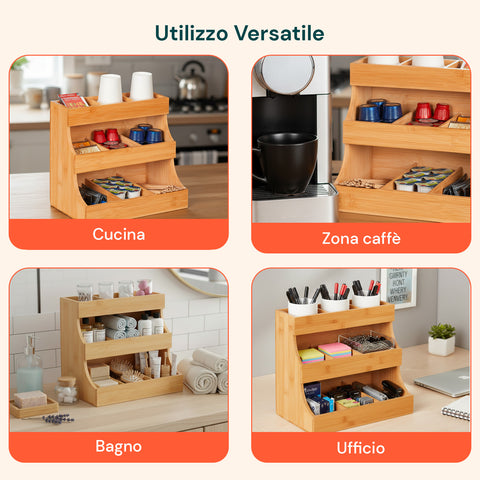 Organizer Multiuso in Legno di Bambù – 9 Scomparti con Design Stabile
