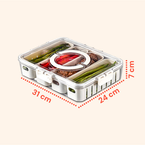 Contenitore con 4 Scomparti in PP – Chiusura a Clip e Funzione Sgocciolatoio