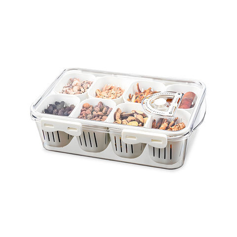 Contenitore con 8 Scomparti in PP – Chiusura a Clip e Funzione Sgocciolatoio