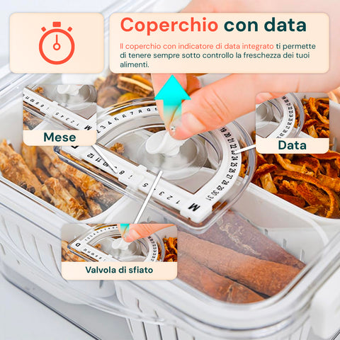 Contenitore con 8 Scomparti in PP – Chiusura a Clip e Funzione Sgocciolatoio