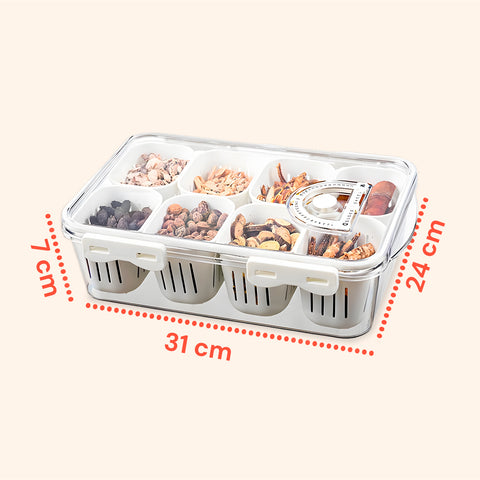 Contenitore con 8 Scomparti in PP – Chiusura a Clip e Funzione Sgocciolatoio