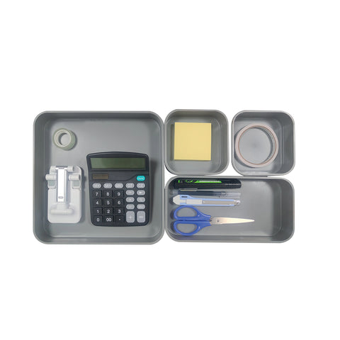 Set 4 Organizer Multiuso Impilabili in ABS di 3 Diverse Dimensioni