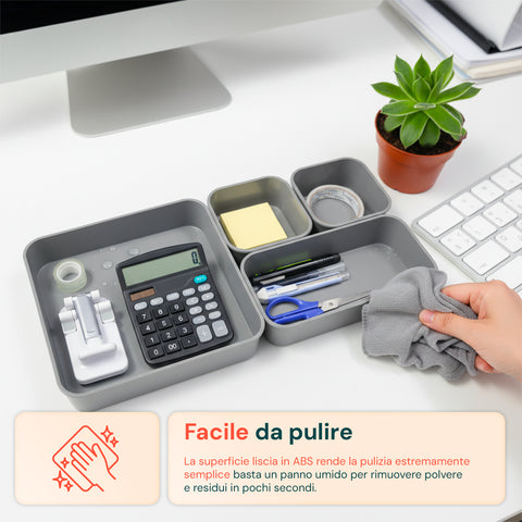 Set 4 Organizer Multiuso Impilabili in ABS di 3 Diverse Dimensioni