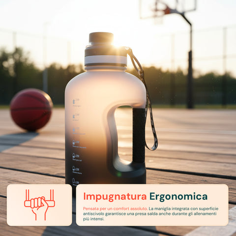 Bottiglia Acqua 2L Motivazionale – Con Scala Oraria per Idratazione Giornaliera