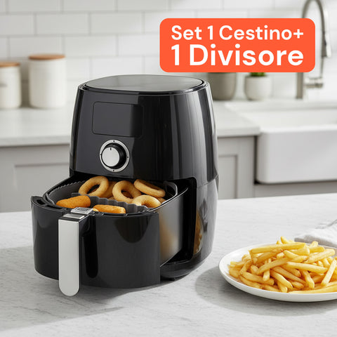 Set Cestino e Divisorio in Silicone per Friggitrice ad Aria – Accessori Pieghevoli Ø22 cm