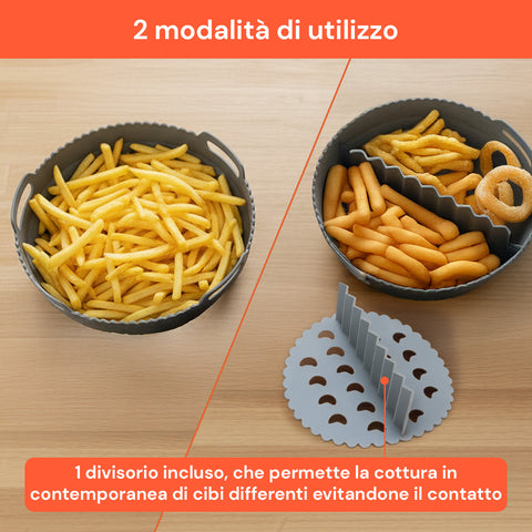 Set Cestino e Divisorio in Silicone per Friggitrice ad Aria – Accessori Pieghevoli Ø22 cm