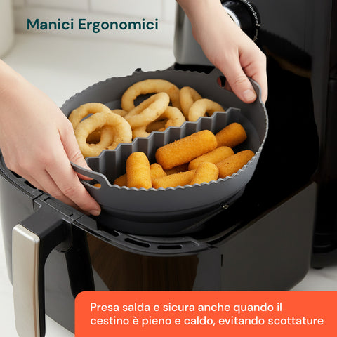 Set Cestino e Divisorio in Silicone per Friggitrice ad Aria – Accessori Pieghevoli Ø22 cm