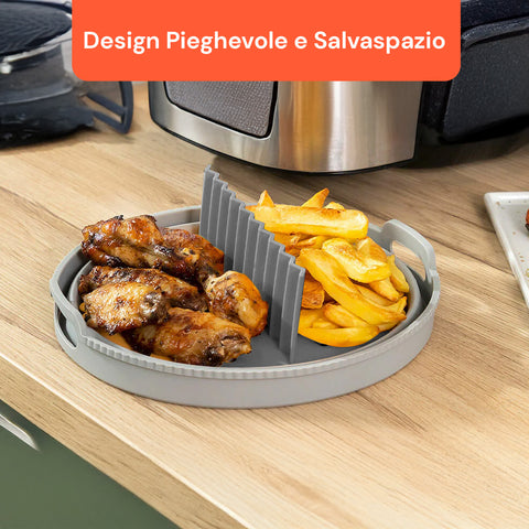 Set Cestino e Divisorio in Silicone per Friggitrice ad Aria – Accessori Pieghevoli Ø22 cm