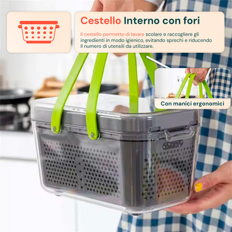 Affetta Verdure 7 in 1 – Tagliaverdure con Lame Affilate e Cestello Raccolta