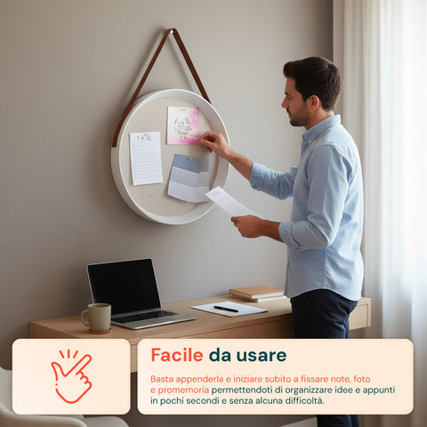 Bacheca in Sughero da Parete – Diametro 39 cm con Design Moderno