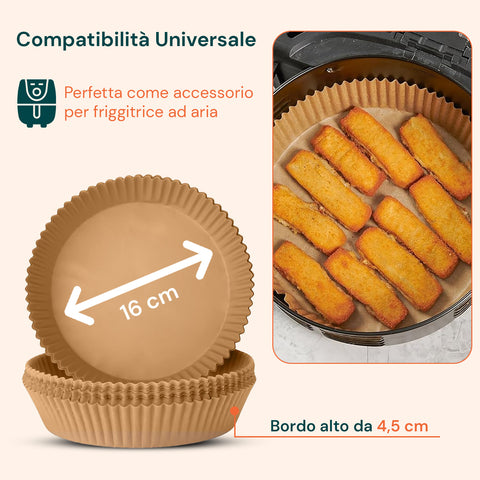 Set 100 Pz Carta Forno per Friggitrice ad Aria – Impermeabile e Resistente al Calore