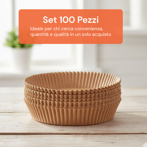 Set 100 Pz Carta Forno per Friggitrice ad Aria – Impermeabile e Resistente al Calore