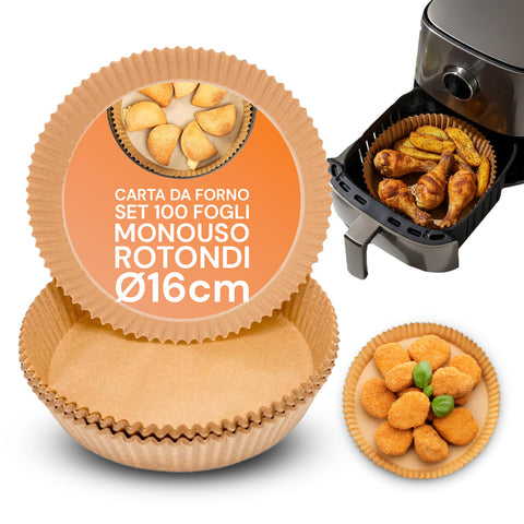 Set 100 Pz Carta Forno per Friggitrice ad Aria – Impermeabile e Resistente al Calore